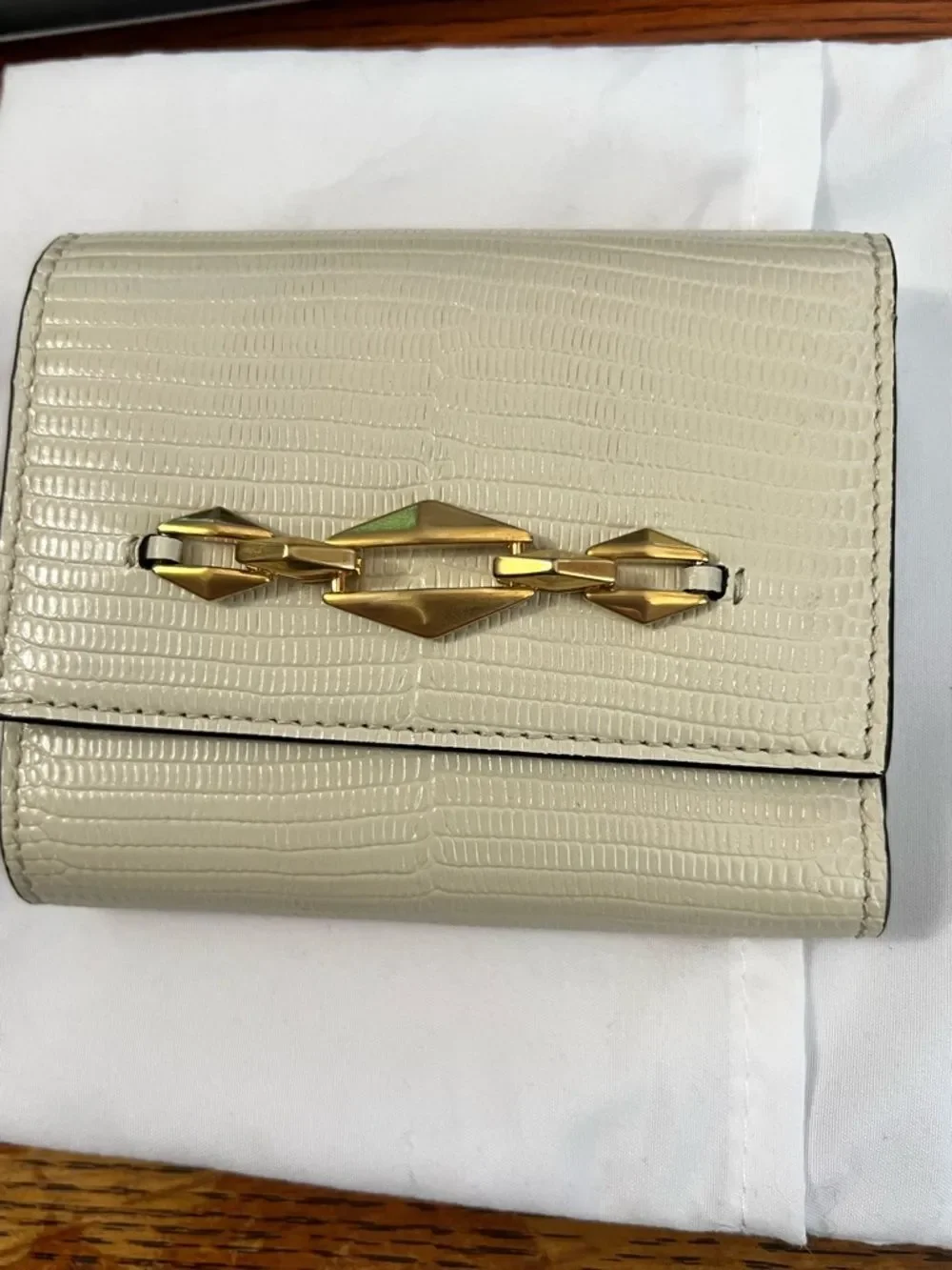 Jimmy Choo Miranda Croc Embossed Leather Women's Wallet Bamboo Color w/ dustbag